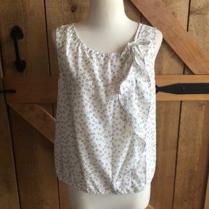 Women’s Petite Medium ANN TAYLOR LOFT Ivory Sleeveless Polka-Dot Blouse Size MP